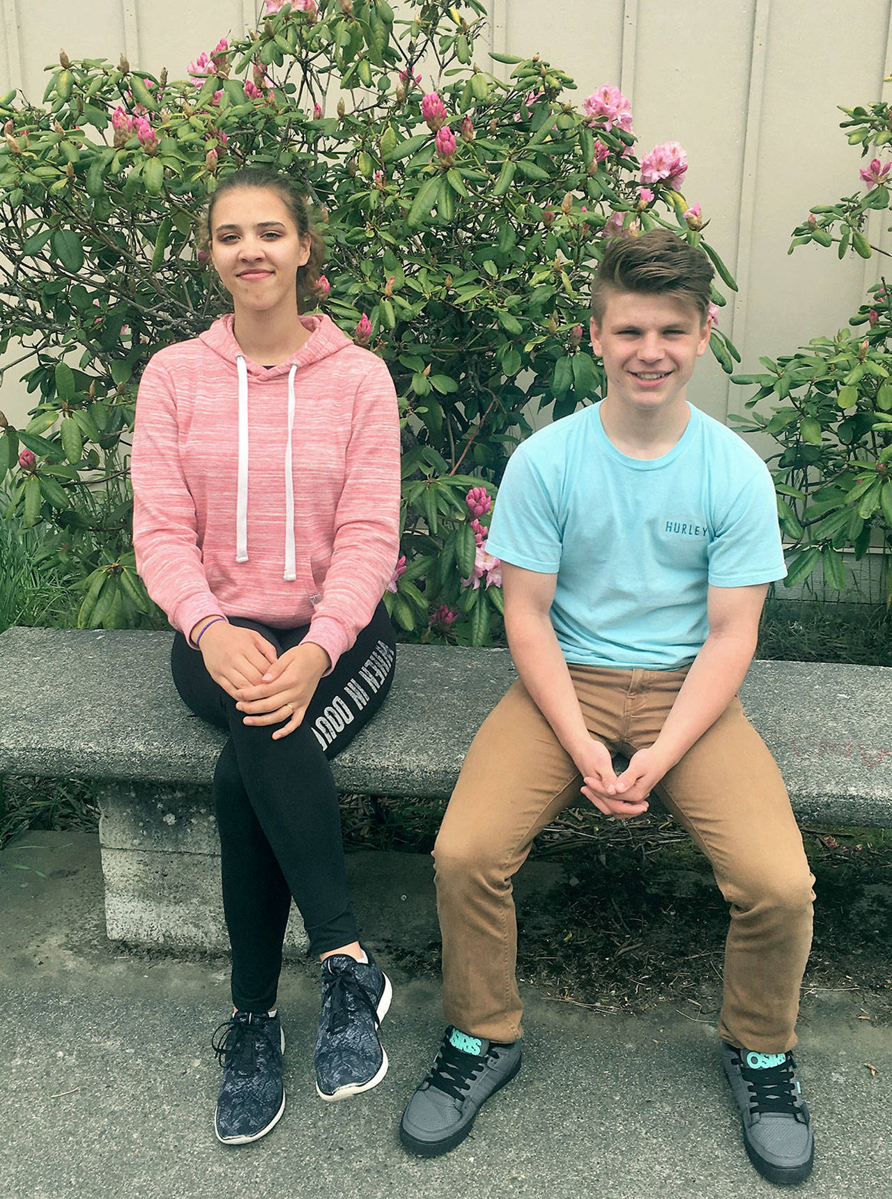 Stevens Middle School eighth-grade students Pursha True and Gavin Devore were awarded Pollanz Promise Scholarships. (Port Angeles School District)