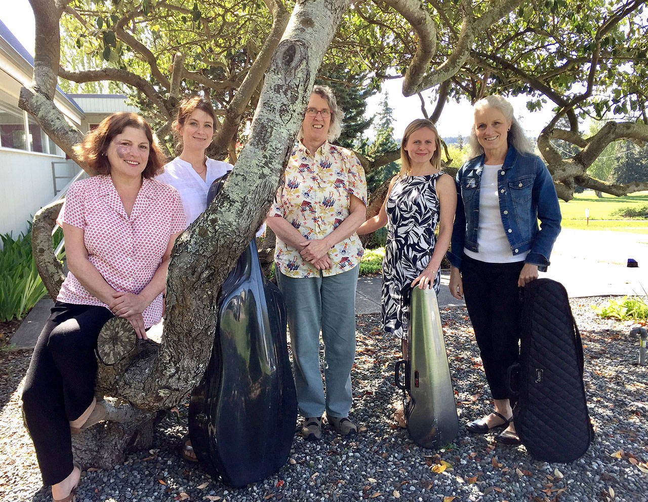 Among the performers in Sunday’s benefit concert are, from left, Lisa Lanza, Mia Fredrickson, Jo Hansen, Marina Rosenquist and Gwen Franz. (Grace Lutheran Church)