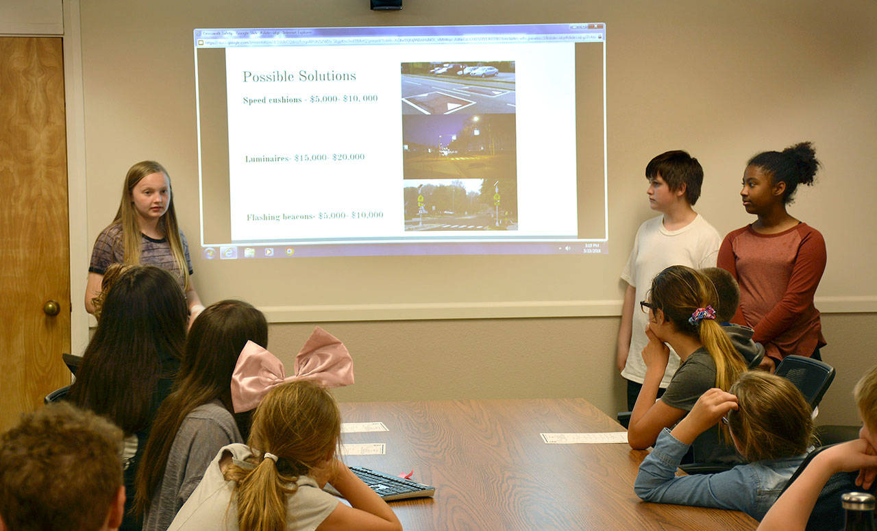 Students study crosswalk safety after accident