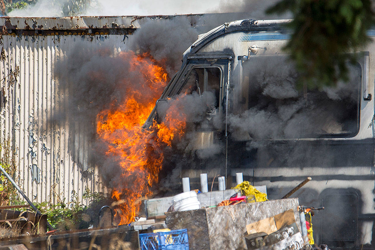 Fire burns RV, shed in east Port Angeles