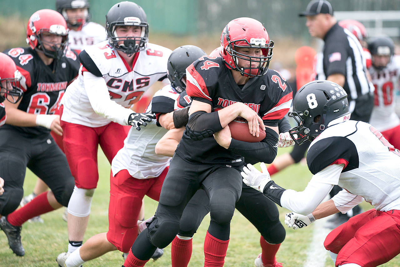 Steve Mullensky/for Peninsula Daily News Port Townsend’s Dylan Tracer is the Redhawks leading returning rusher entering the 2018 season.