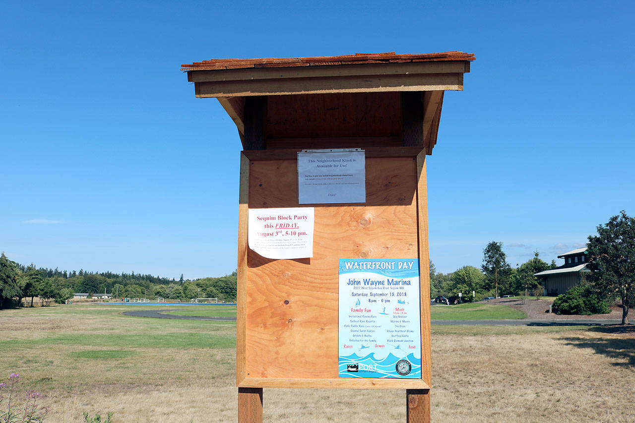 A neighborhood kiosk at North Blake Avenue is one of seven kiosks installed in neighborhoods throughout Sequim.