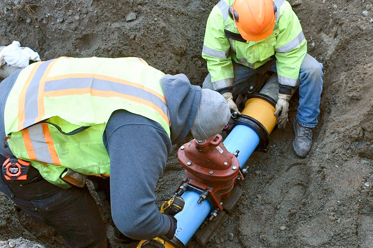 PHOTO: Water line break temporarily cuts service in Port Townsend