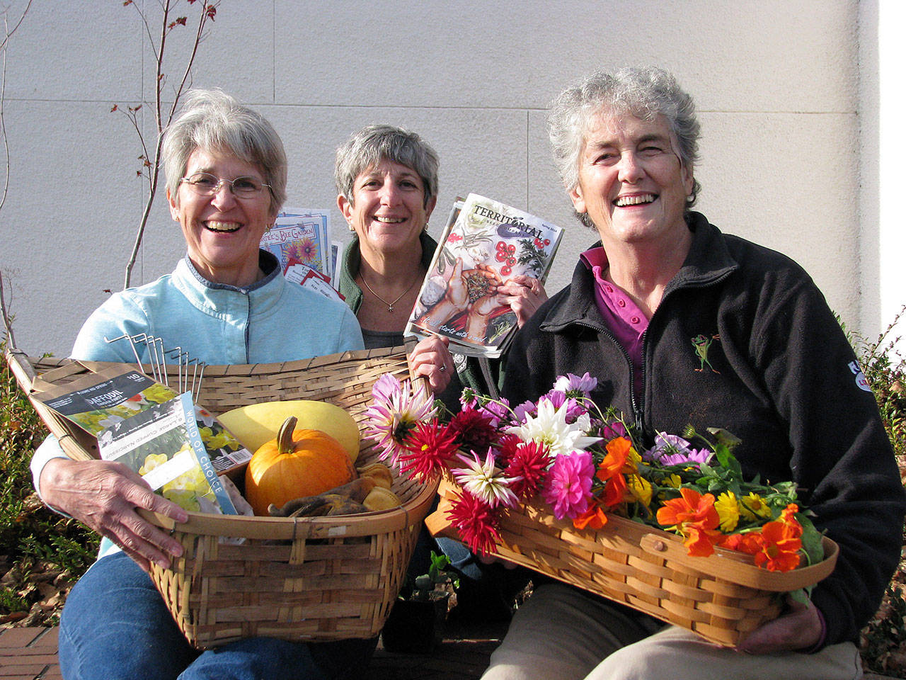 Veteran Master Gardeners, from left, Jan Danford, Amanda Rosenberg and Muriel Nesbitt present “Marking Your Garden Calendar” on Thursday in Port Angeles, part of the Green Thumb Garden Tips Education series sponsored by the Clallam County WSU Master Gardeners. (Amy McIntyre)