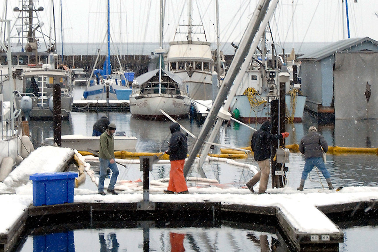 Boat sinks at Port Angeles Boat Haven