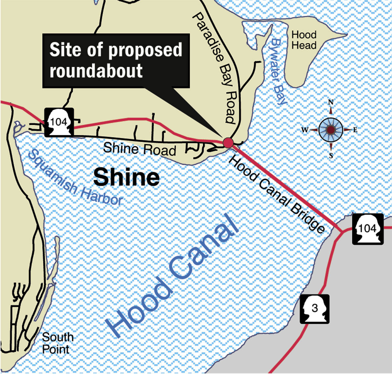 DOT seeks comment on roundabout for Highway 104-Shine/Paradise Bay Road