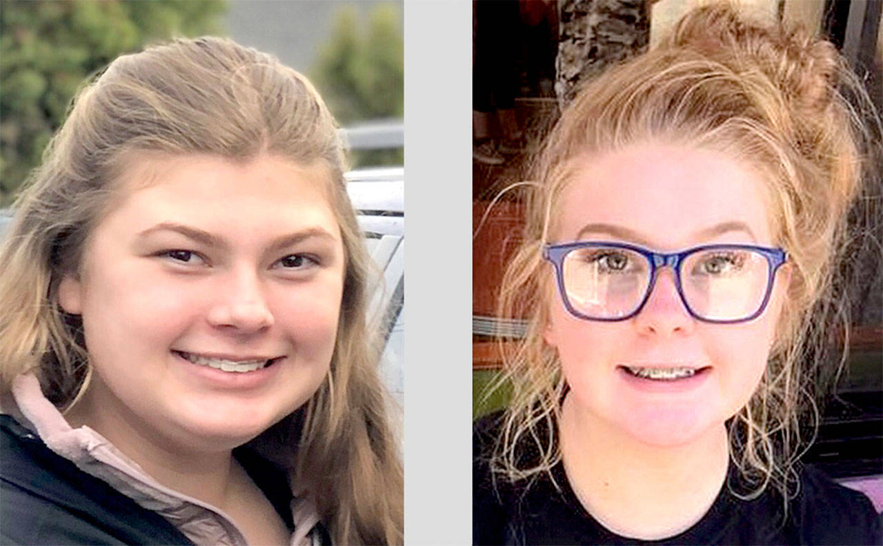 Madison, left, and Natalie Coffey, Quilcene softball