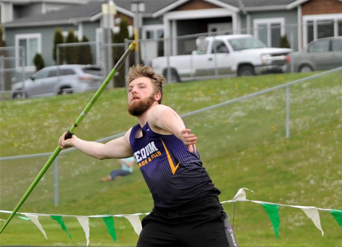 Sequim’s Riley Cowan finished second in the state in the javelin. (Michael Dashiell/Olympic Peninsula News Group)