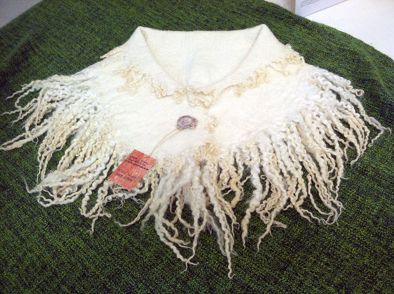 This wool shall is one of the pieces of fiber art on display at Studio Bob this month.