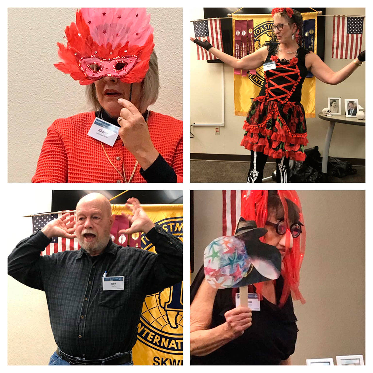 Pictured, clockwise, from upper left, are Toastmasters Sharon Labrecque, Sheryl Lamb, Linda Christensen and Don Woelfle. The Skwim Toastmasters Club hosts a “Spooky Stories!” event Tuesday.