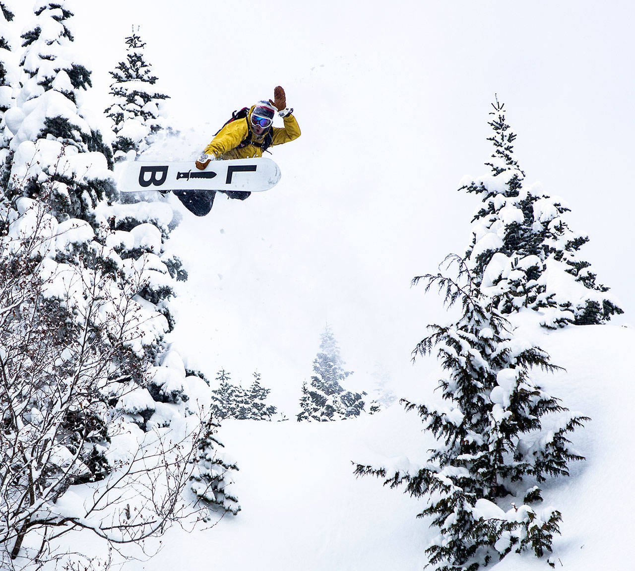 Port Angeles snowboarder Blair Habenicht rides a Lib Tech board at Crystal Mountain in the film “Isle of Snow.”