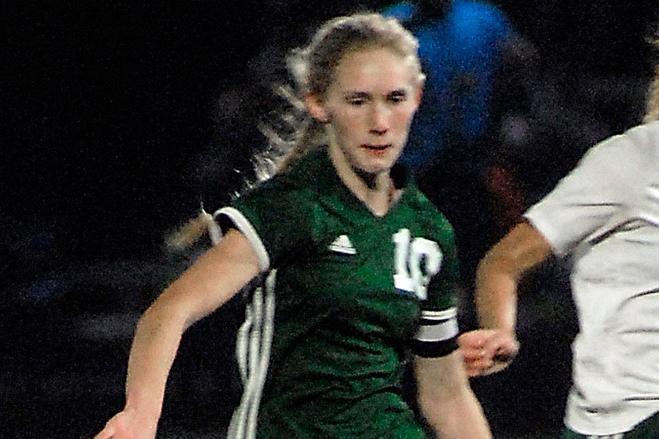 Keith Thorpe/Peninsula Daily News Port Angeles’ Millie Long, left, was named the Olympic League 2A girls’ soccer MVP. Long scored 33 goals this season to go along with 11 assists.