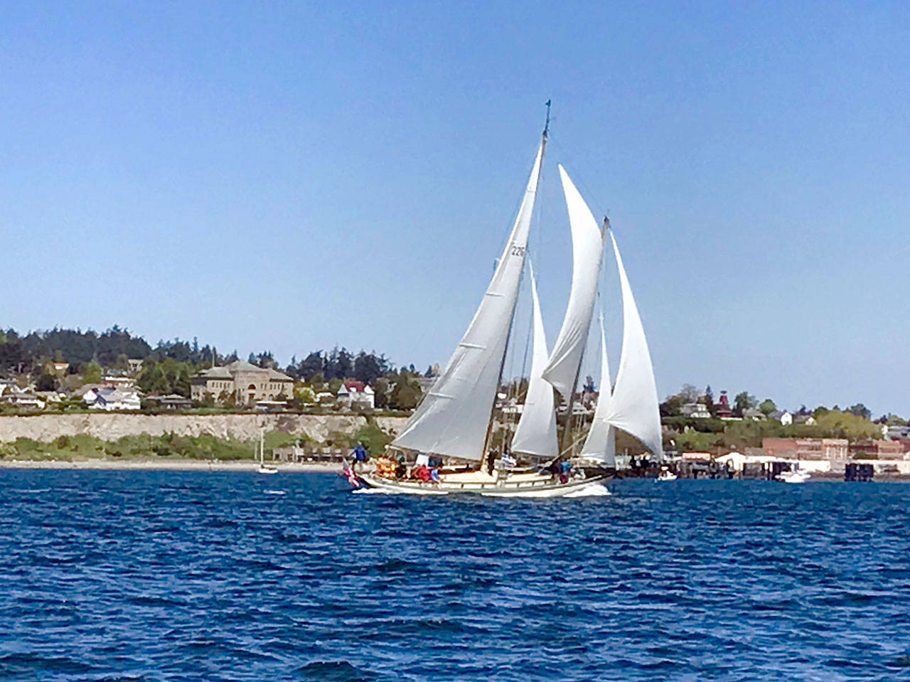 The Martha sails during opening day of boating season in Port Townsend Bay in 2018. A new lease for the Schooner Martha Foundation was approved for five years with one five-year option at its current location at Point Hudson. (Christina Pivarnik)