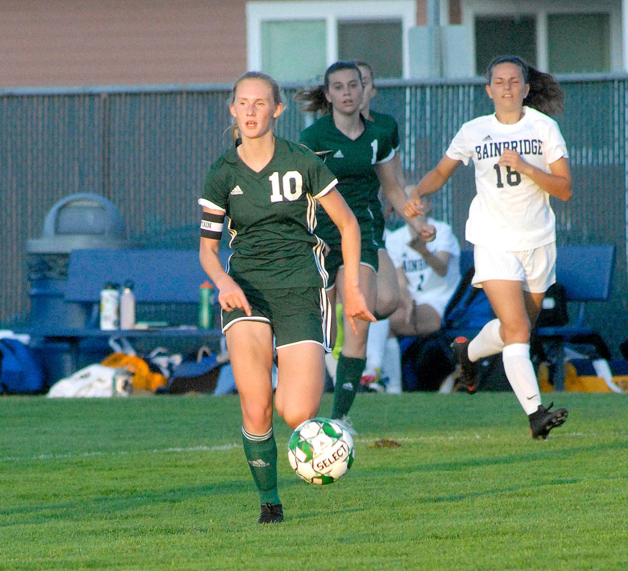 Millie Long (10), set a Port Angeles High School record with 33 goals this season and has 71 career goals for the Roughriders. She was selected as the All-Peninsula Girls’ Soccer MVP. (Keith Thorpe/Peninsula Daily News)