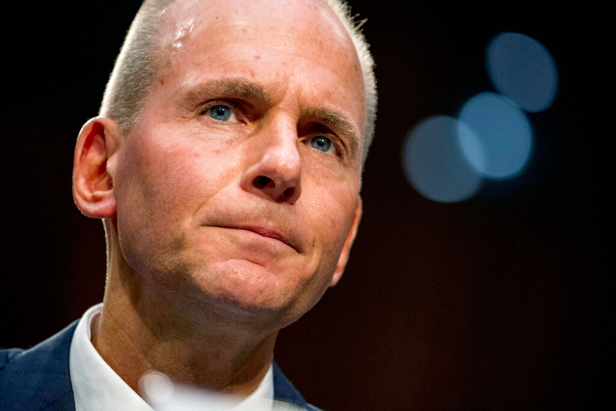 In this Oct. 29, 2019, file photo Boeing Company President and Chief Executive Officer Dennis Muilenburg appears before a Senate Committee on Commerce, Science, and Transportation hearing on “Aviation Safety and the Future of Boeing’s 737 MAX” on Capitol Hill in Washington. Muilenburg is resigning amid ongoing problems at the company over the troubled Max 737 aircraft. The board of directors said Monday, Dec. 23, that Muilenburg is stepping down immediately. The board’s current chairman David Calhoun will become president and CEO on Jan. 13, 2020. (AP Photo/Andrew Harnik, File)