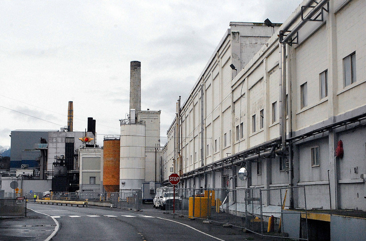 The McKinley mill in Port Angeles will begin a steam blow process Monday, Jan. 20, 2020, to clean out the steam piping prior to starting production. (Keith Thorpe/Peninsula Daily News file)