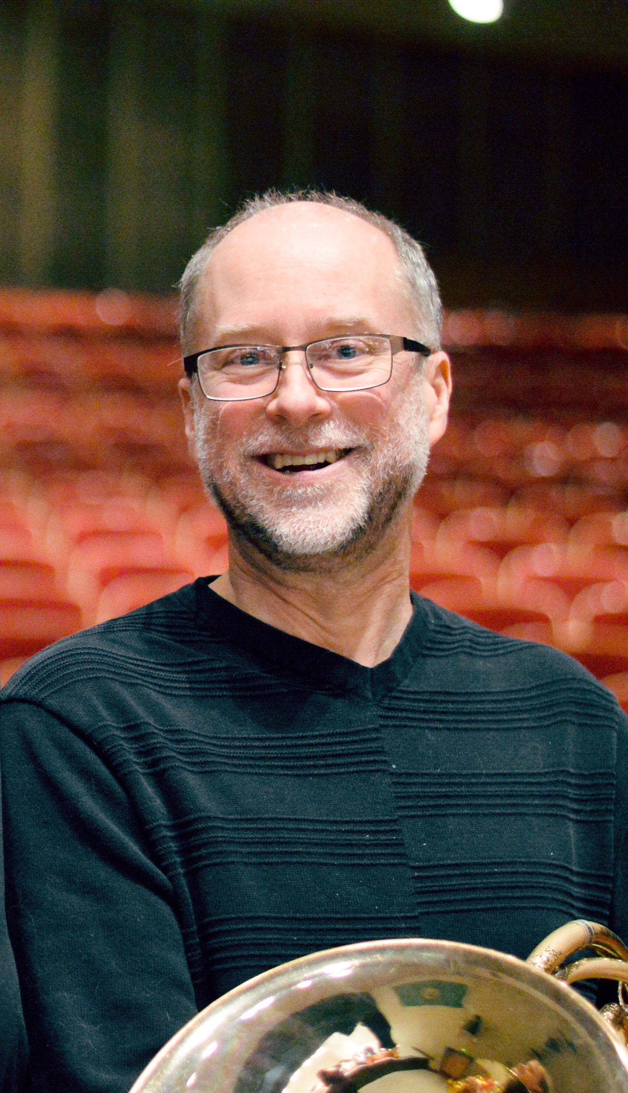 Horn player Bruce Kelley of Marrowstone Island says Stravinsky’s “Firebird” has the power to make musicians swoon. (Diane Urbani de la Paz/for Peninsula Daily News)