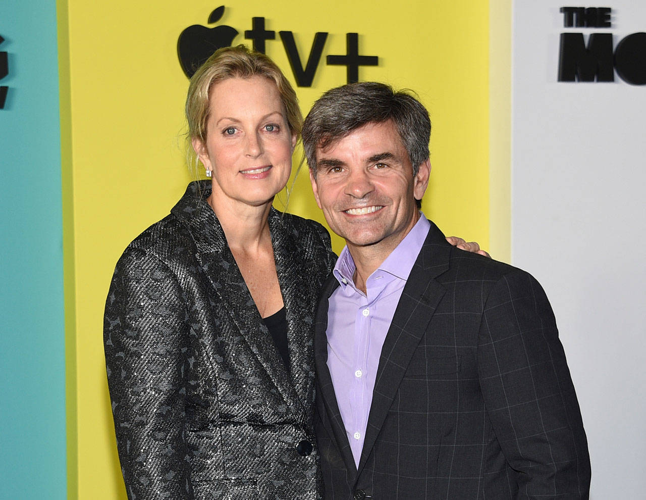 In this Oct. 28, 2019, file photo, Ali Wentworth, left, and her husband George Stephanopoulos attend the world premiere of Apple TV+’s “The Morning Show” in New York. Stephanopoulos says he has tested positive for the coronavirus, but is relatively symptom-free. He said on Monday’s “Good Morning America” show that other than a brief backache and diminished sense of smell, he’s been feeling fine. His wife, journalist Ali Wentworth, has the disease and has said she’s never felt sicker. Stephanopoulos made the announcement on the show Monday. (Photo by Evan Agostini/Invision/AP, File)