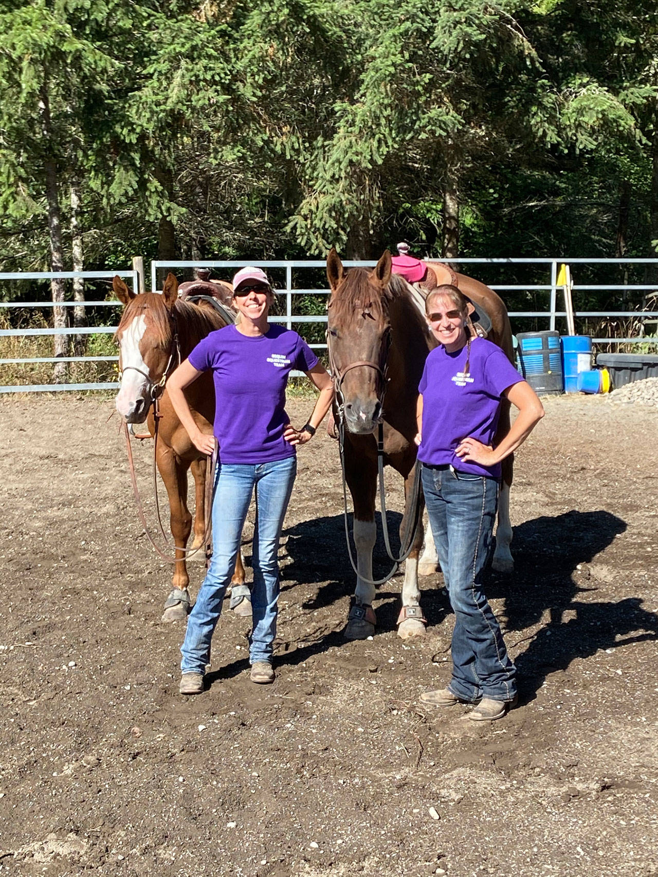 Sequim high school equestrian team coaches Bettina Hoesel, right, and Katie Newton are ready to start this year’s team practices. For more information about joining the team contact them at Sequimequestrian@gmail.com.