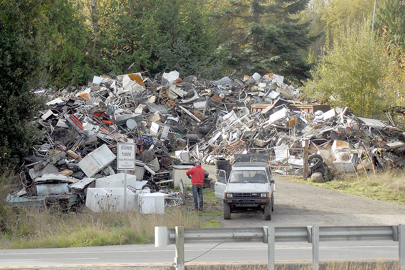 Midway Metals, 258010 U.S. Highway 101 east of Port Angeles is under scrutiny for being in violation of county solid waste standards. (Keith Thorpe/Peninsula Daily News)