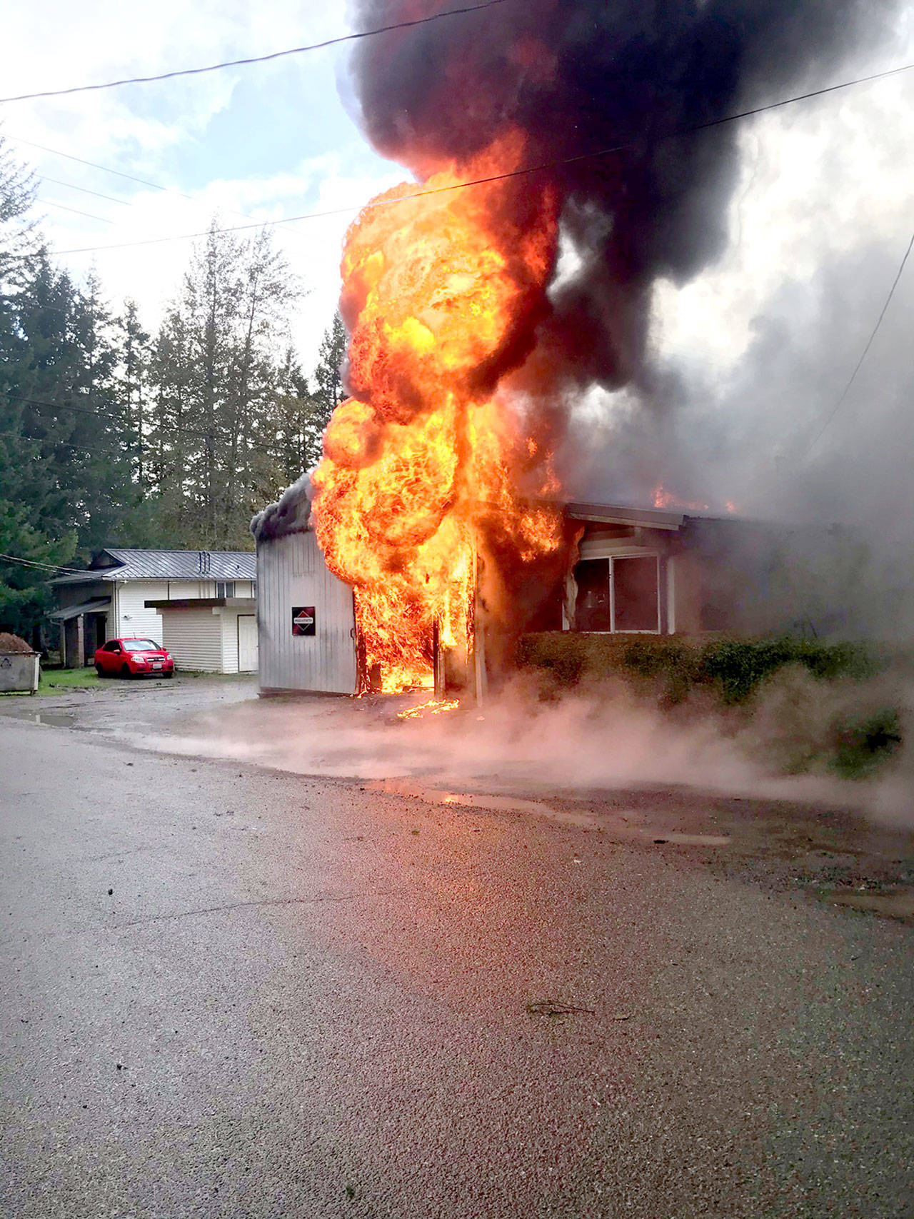 A fire destroyed a store at 221 Wood St. in Forks on Tuesday, Oct. 13, 2020. (Photo courtesy of Clallam County Fire District 1)