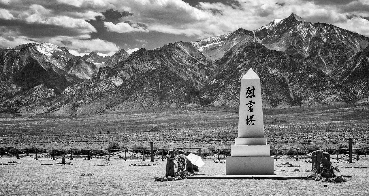 “Soul Consoling Tower” is among the Brian Goodman photographs of Manzanar, now on display at the Northwind Arts Center.