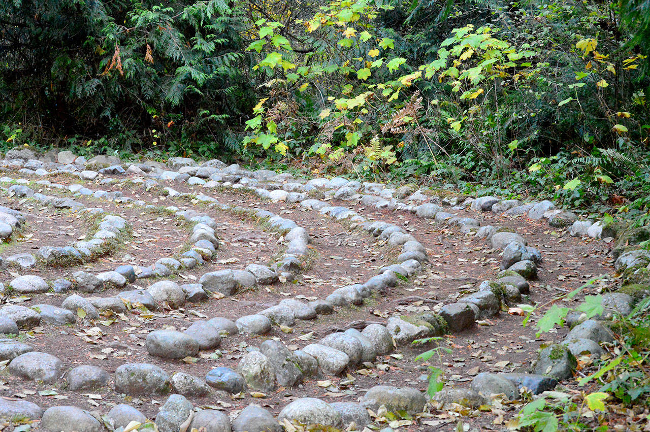 A labyrinth is tucked into the forest at H.J. Carroll Park in Chimacum. (Diane Urbani de la Paz/for Peninsula Daily News)