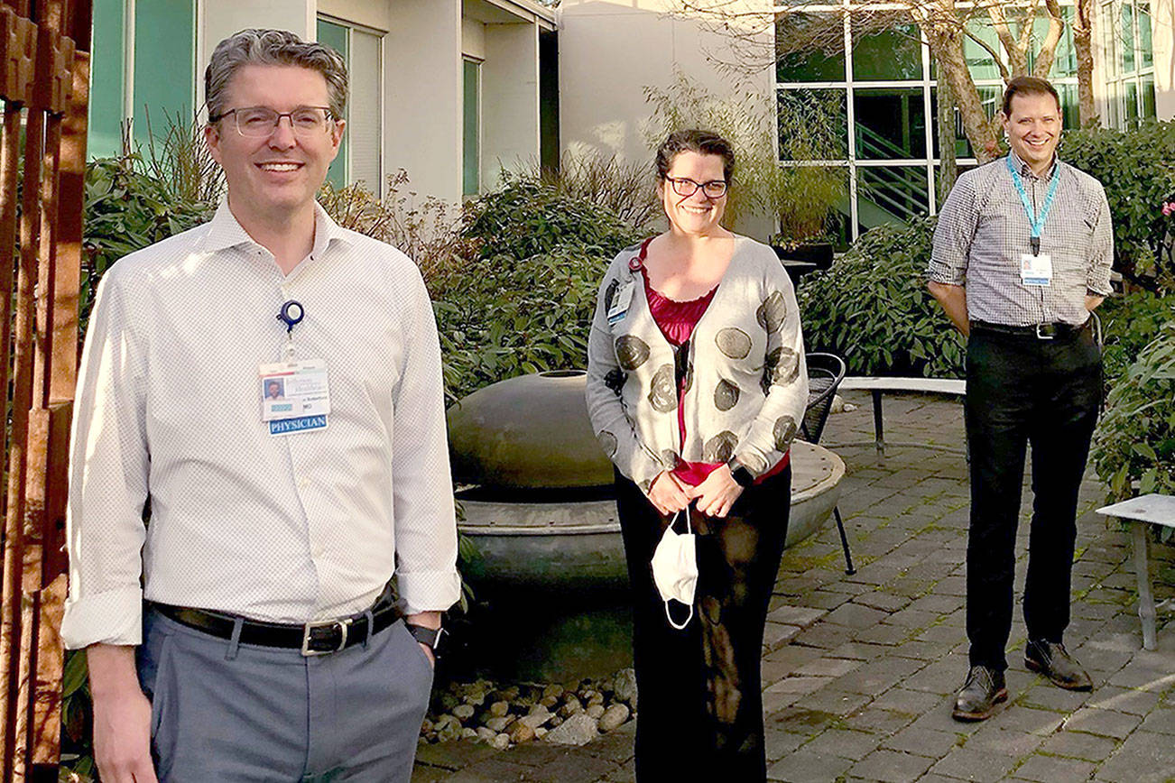 Jefferson Heathcare's COVID-19 physicians, from left to right, are Doctors Steve Butterfield, Tracie Harris and Joe Mattern.