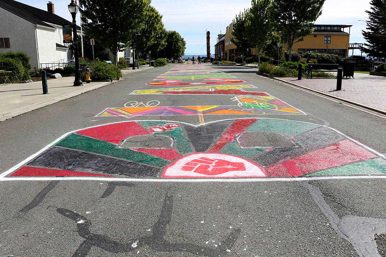 Peninsula Daily News
FILE
 A team of volunteers painted "Black Lives Matter" on Port Townsend's Water Street last summer.