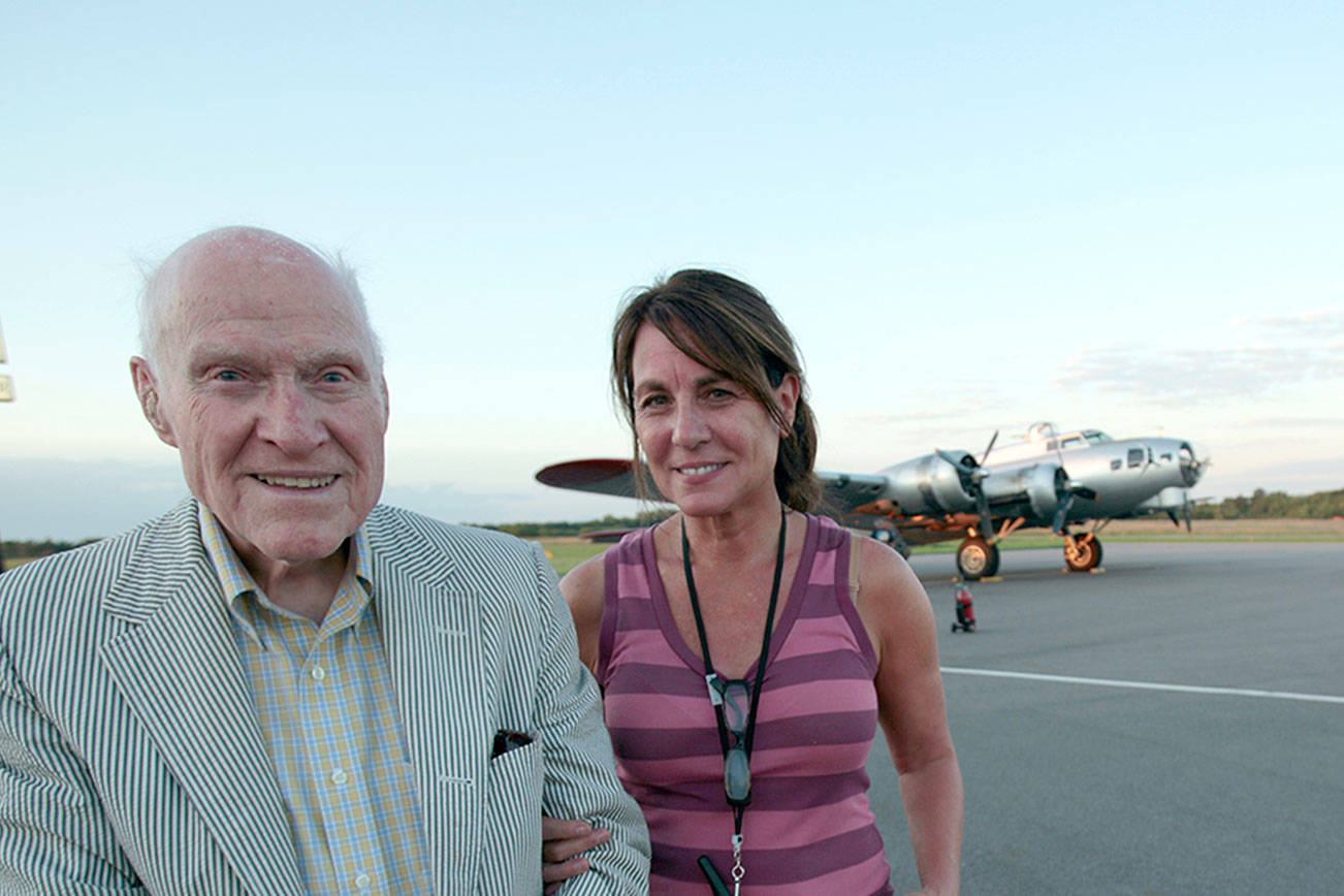 Louise Woehrle and her uncle, Air Force bombardier Charles Woehrle, co-created "Stalag Luft III: One Man's Story," about the B-17 flight that led to his capture and imprisonment by the Nazis during World War II.     photo courtesy of Whirlygig Productions