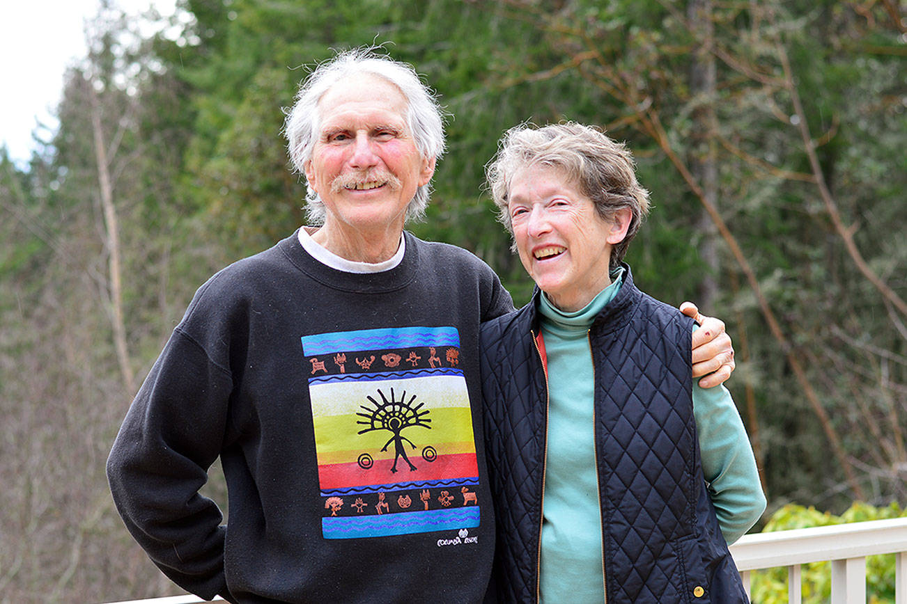 Ken Hanson and his wife, Pat Todd, are back home in Port Ludlow after a harrowing night that ended with Ken's rescue by a bloodhound named Jelly. (Diane Urbani de la Paz/Peninsula Daily News)