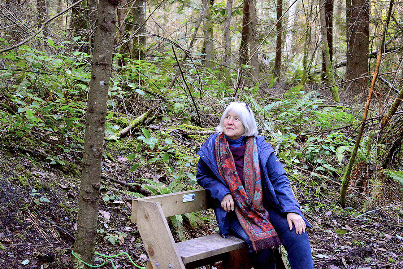 Nan Evans visited Port Townsend’s Quimper Wildlife Corridor this week in anticipation of hosting the Conservation Breakfast, a free online event presented by the Jefferson Land Trust on Thursday morning. (Diane Urbani de la Paz/Peninsula Daily News)