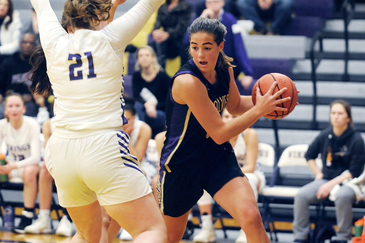 Sequim freshman Hope Glasser, right, will be counted on heavily by the Peninsula College women’s basketball team this season. (Conor Dowley/Olympic Peninsula News Group)