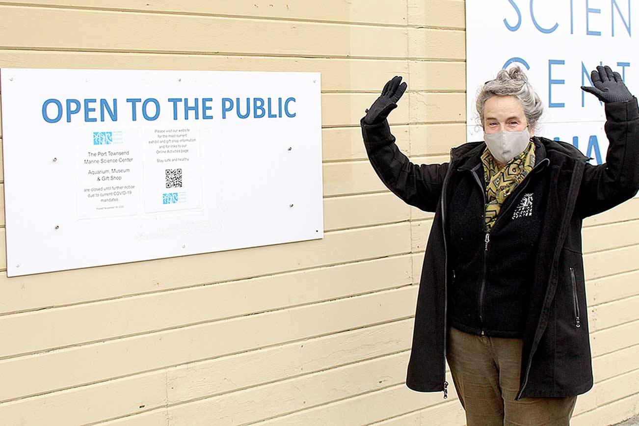 Port Townsend Marine Science Center Executive Director Janine Boire plans to welcome the public back to the center starting Saturday at the Fort Worden-based aquarium. The center will be open Saturdays and Sundays with reservations beginning this weekend. (Zach Jablonski/Peninsula Daily News)