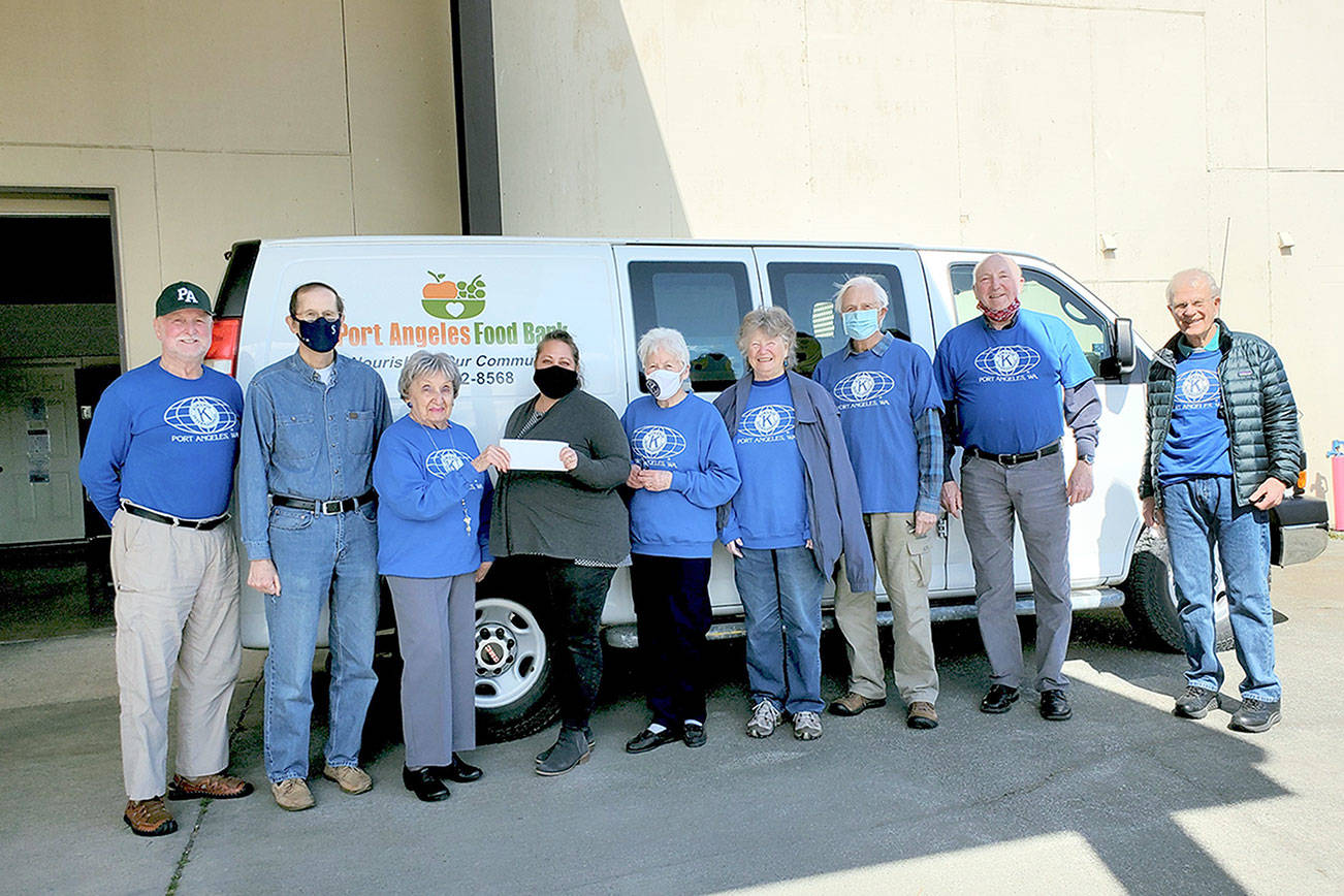 The Kiwanis Club of Port Angeles raised $7,022 for local food banks in its 27th Community Tuna Fish Drive. 

Jerrie Tiderman, Kiwanis tuna chair, presented a check for $4,122 to Emily Dexter, executive director of the Port Angeles Food Bank. 

The club donated the remaining $2,900 from the annual drive to the Salvation Army Food Bank. 

Pictured, from left to right, are Carl Gay, Tim Crowley, Jerrie Tiderman, Emily Dexter, Peggy Norris, Carol McLean, Dick McLean, Lloyd Eisenman and Mark Hannah.