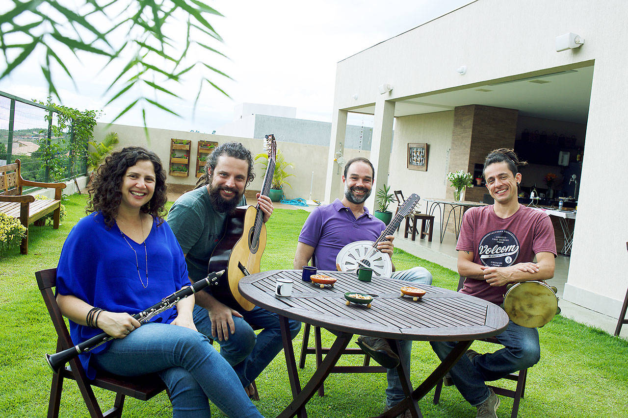 Brazilian choro music will flow in a live-streamed concert Saturday afternoon from players including, from left, Anat Cohen, Douglas Lora, Dudu Maia and Alexandre Lora. (Photo courtesy of Anat Cohen)