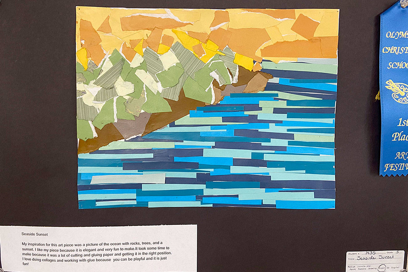 Layla Parker's "Seaside Sunset" took first place honors among fifth-graders at the Olympic Christian School's 2021 Arts Festival