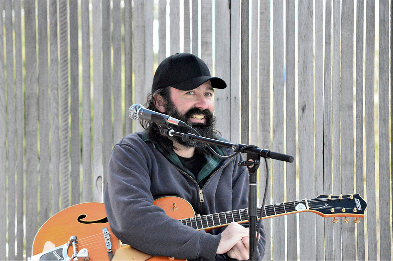 Singer-songwriter Jack Dwyer, pictured at the Keg & I in Chimacum, will give a free outdoor performance in Uptown Port Townsend this Saturday at 2 p.m. (Diane Urbani de la Paz/Peninsula Daily News)