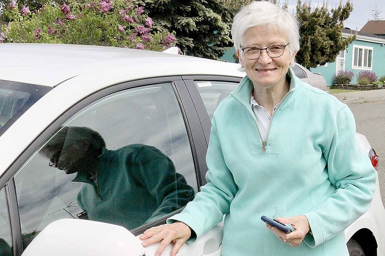 Marty Melcher of Port Angeles was awarded a 2021 Toyota Corolla when her duck was pulled Sunday as the winner of the 32nd Great Olympic Peninsula Duck Derby at Lincoln Park. “I’m totally flummoxed,” she said. Wilder Toyota donated the vehicle for the annual fundraiser, which brought in a record $115,000 for the Olympic Medical Foundation.