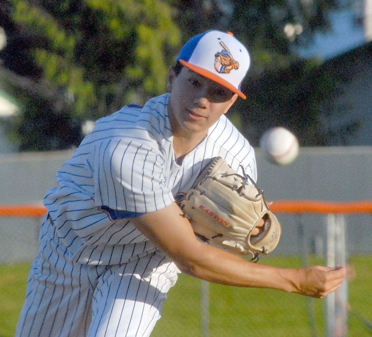 Lefties pitcher Preston Howey throws in the fourth inning against Highline in a non-league season opener on Tuesday at Port Angeles Civic Field. (Keith Thorpe/Peninsula Daily News)