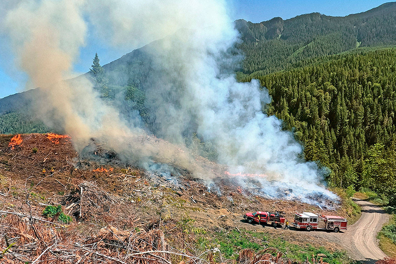 The state Depaartment of Natural Resources is investigating the cause of a fire near Lake Sutherlind. The blaze has been extinguished. (Clallam County Fire District No. 2)