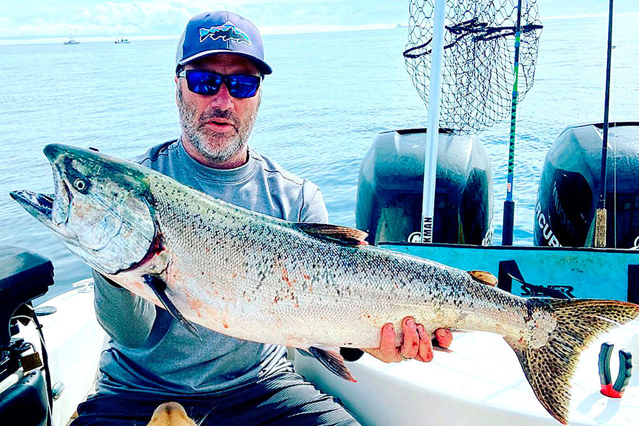 Photo courtesy of Mason's Olson Resort
Chadd Cinkovich shows off his king salmon caught last week in the Strait of Juan de Fuca.