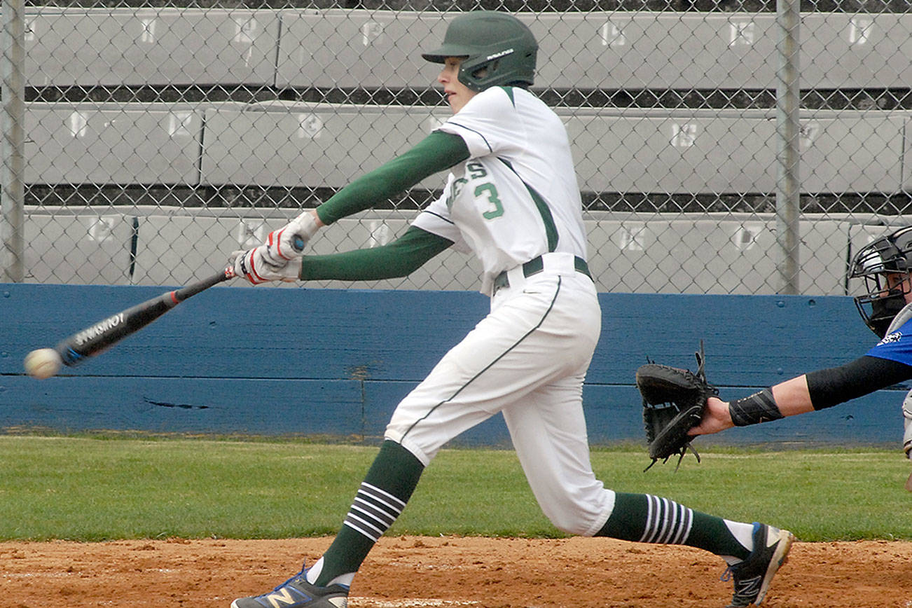 Keith Thorpe/Peninsula Daily News
Port Angeles' Landon Seibel bats in the third inning on Saturdays game against North Mason at Port Angeles Civic Field.