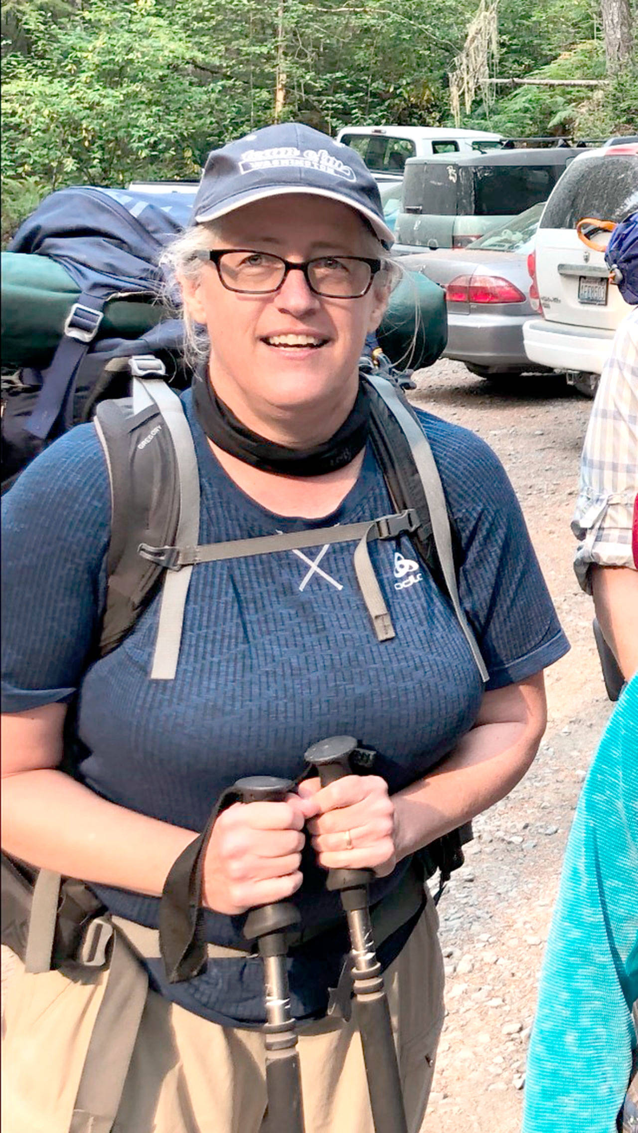 Cheri Keller is pictured at the Duckabush Trailhead at the start of her trip on Sunday.