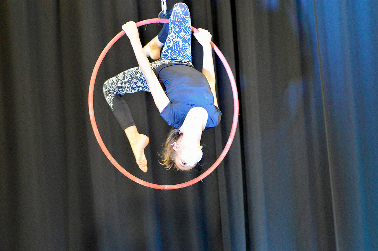 Satria McKnight, 12, of Port Townsend is among the performers who studies at the Pop-Up Movement gym in Port Hadlock. She’ll appear in Pop-Up’s shows this weekend. (Diane Urbani de la Paz/Peninsula Daily News)