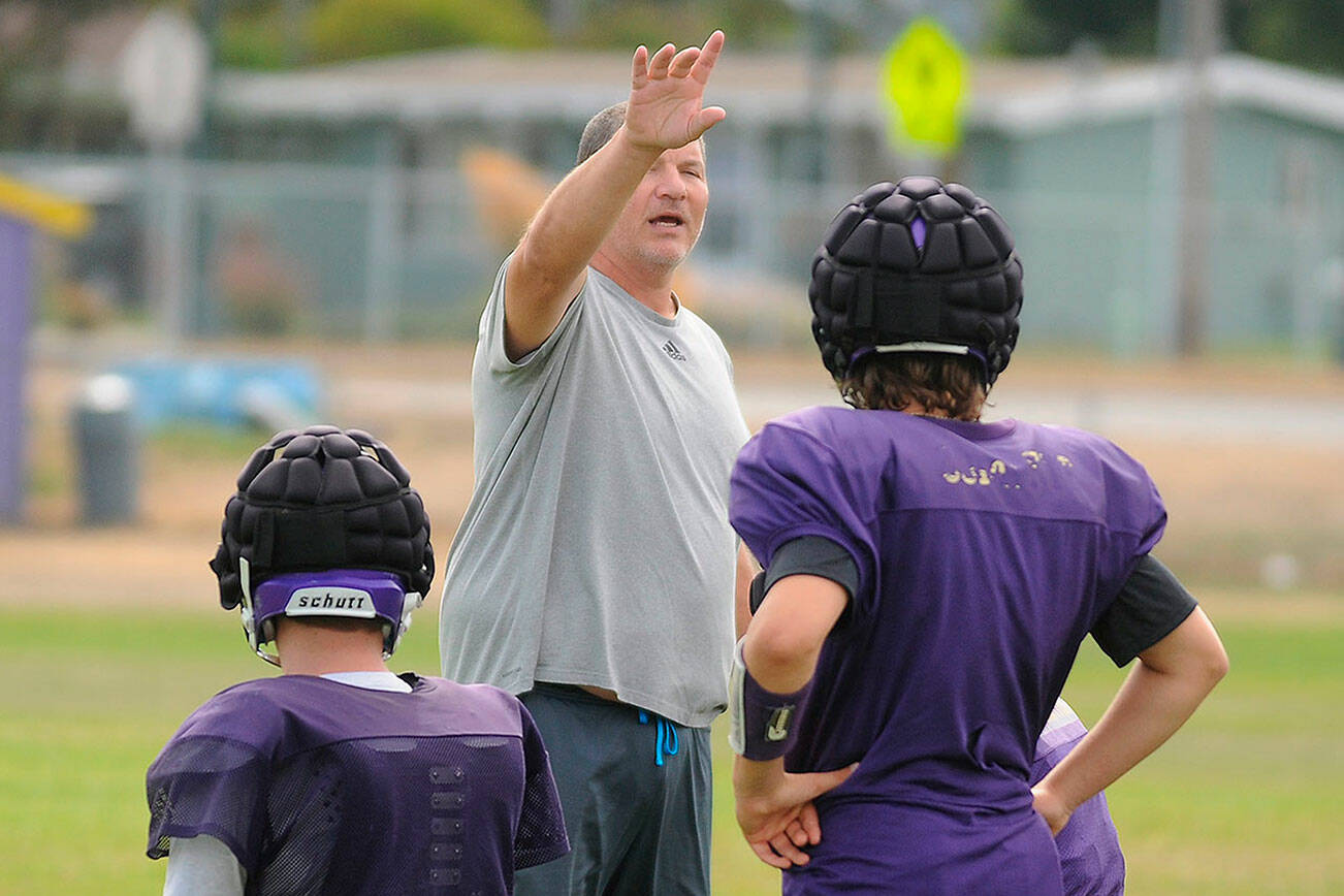 Sequim head coach Erik Wiker and the Wolves look for a full season in the fall of 2021 after playing just five games this spring thanks to COVID restrictions and schedule limitations. (Sequim Gazette photo by Michael Dashiell)