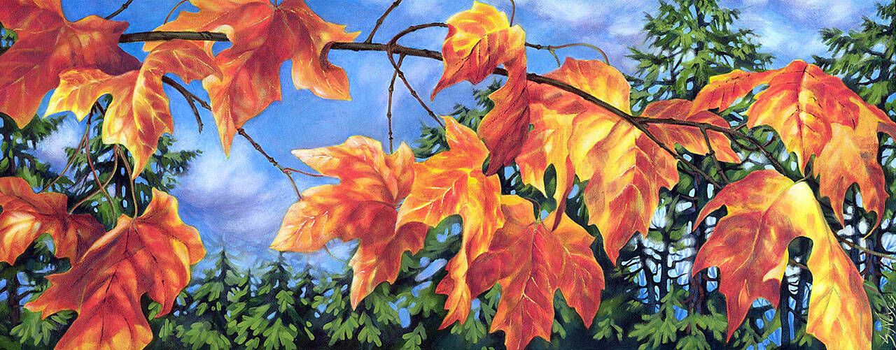 Blaze Maple by Susan Noyes is among the paintings on display at Blue Whole Gallery.