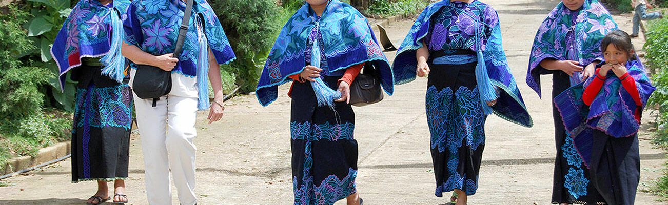 Judith Pasco, second from left, takes a walk with women in Zinacantán, Mexico, in July 2008, two years after cofounding the Mujeres de Maiz Opportunity Foundation. Diane Urbani de la Paz/Peninsula Daily News