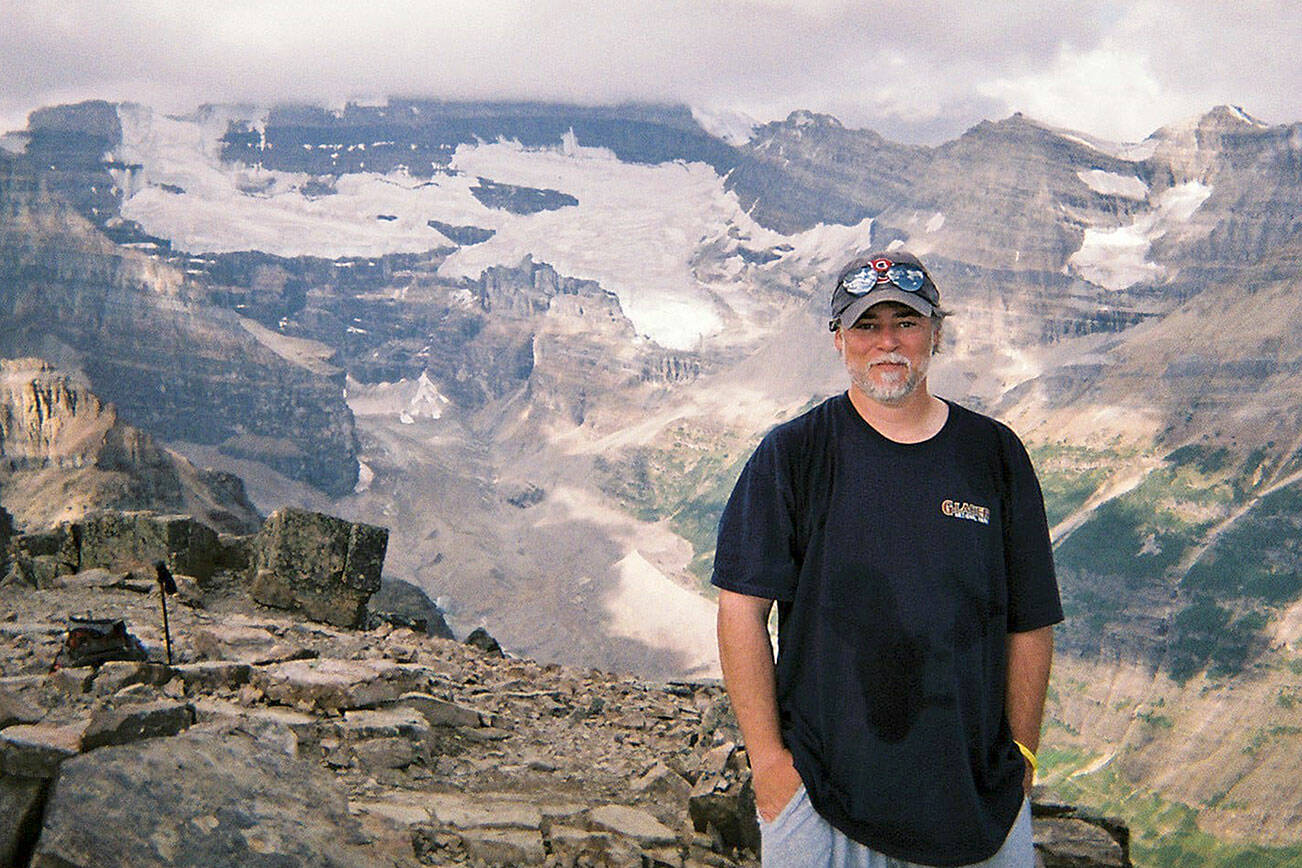 Pierre LaBossiere on top of 9,000-foot Fairview Summit in Banff National Park, Alberta in 2008.