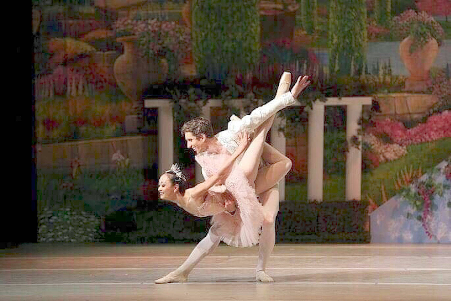 Brian Simcoe and Xuan Cheng of Oregon Ballet Theatre are guest artists in the Ballet Workshop production of “The Nutcracker,” this weekend at the Port Angeles High School Performing Arts Center. (photo courtesy The Ballet Workshop)